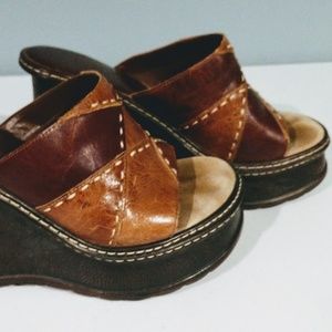 MIA Platform Wedge Chunky Heel - Patchwork Leather